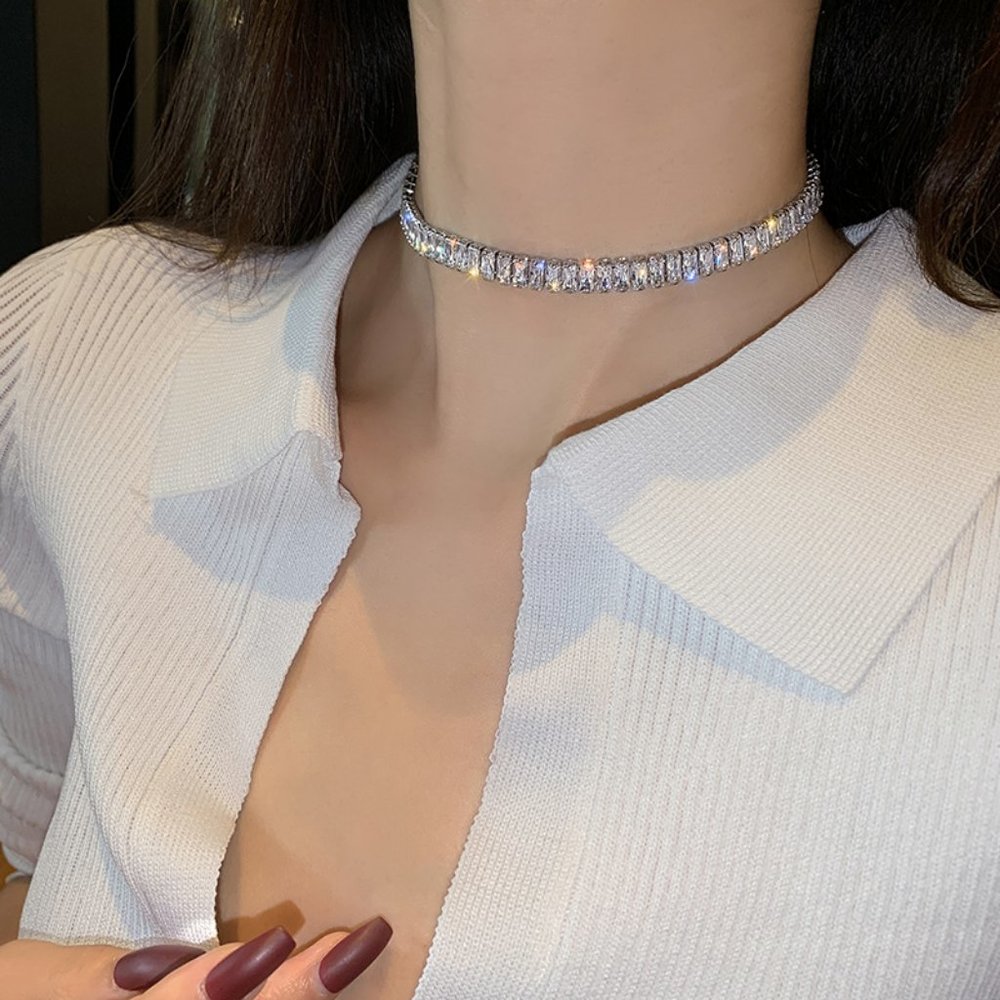 COPY - NEW 18K White Gold Baguette Square Diamond Necklace - Picture 4 of 9